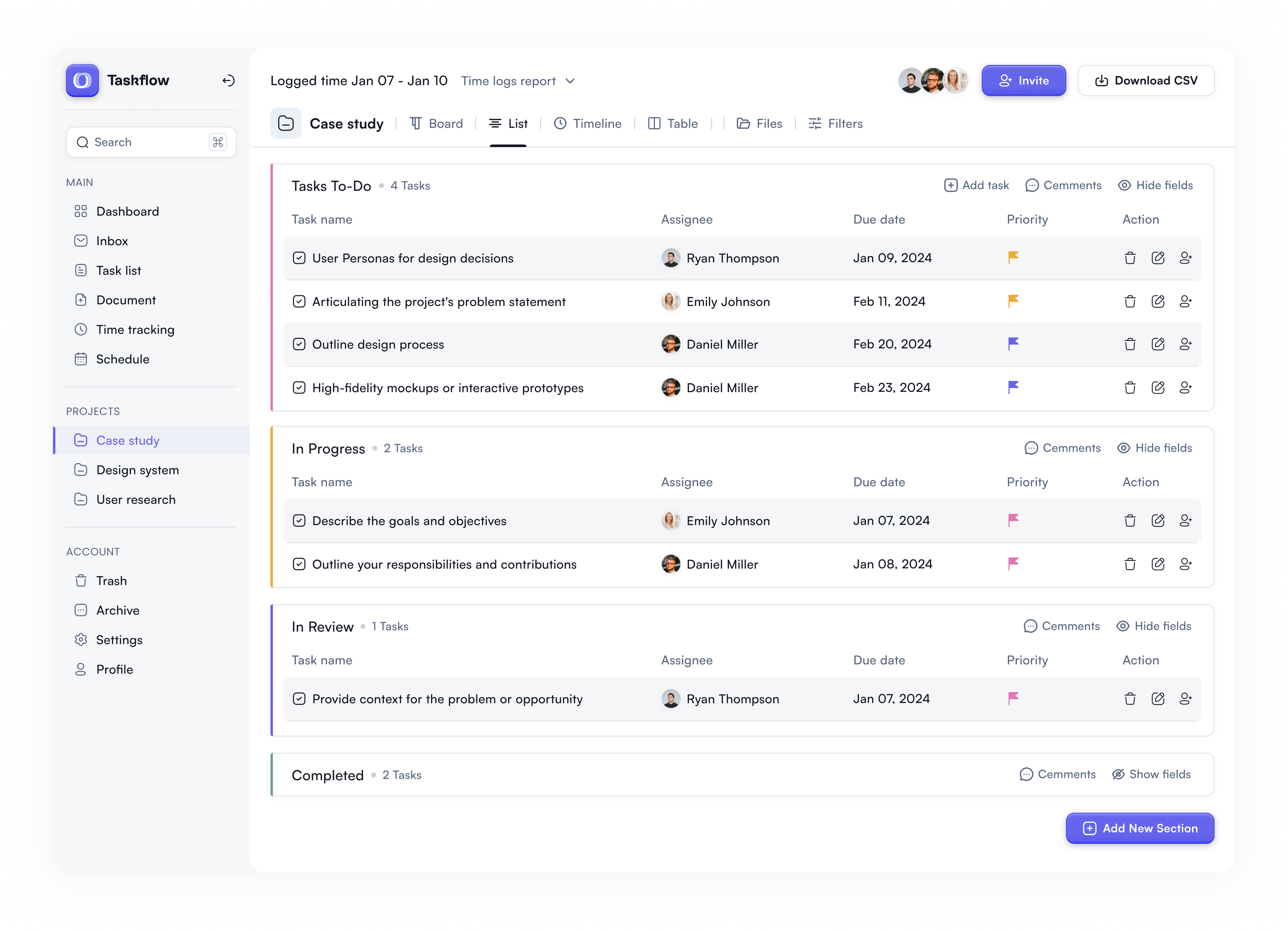TaskFlow project preview